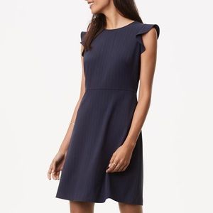 Women's Blue Pinstripe Flutter Dress
